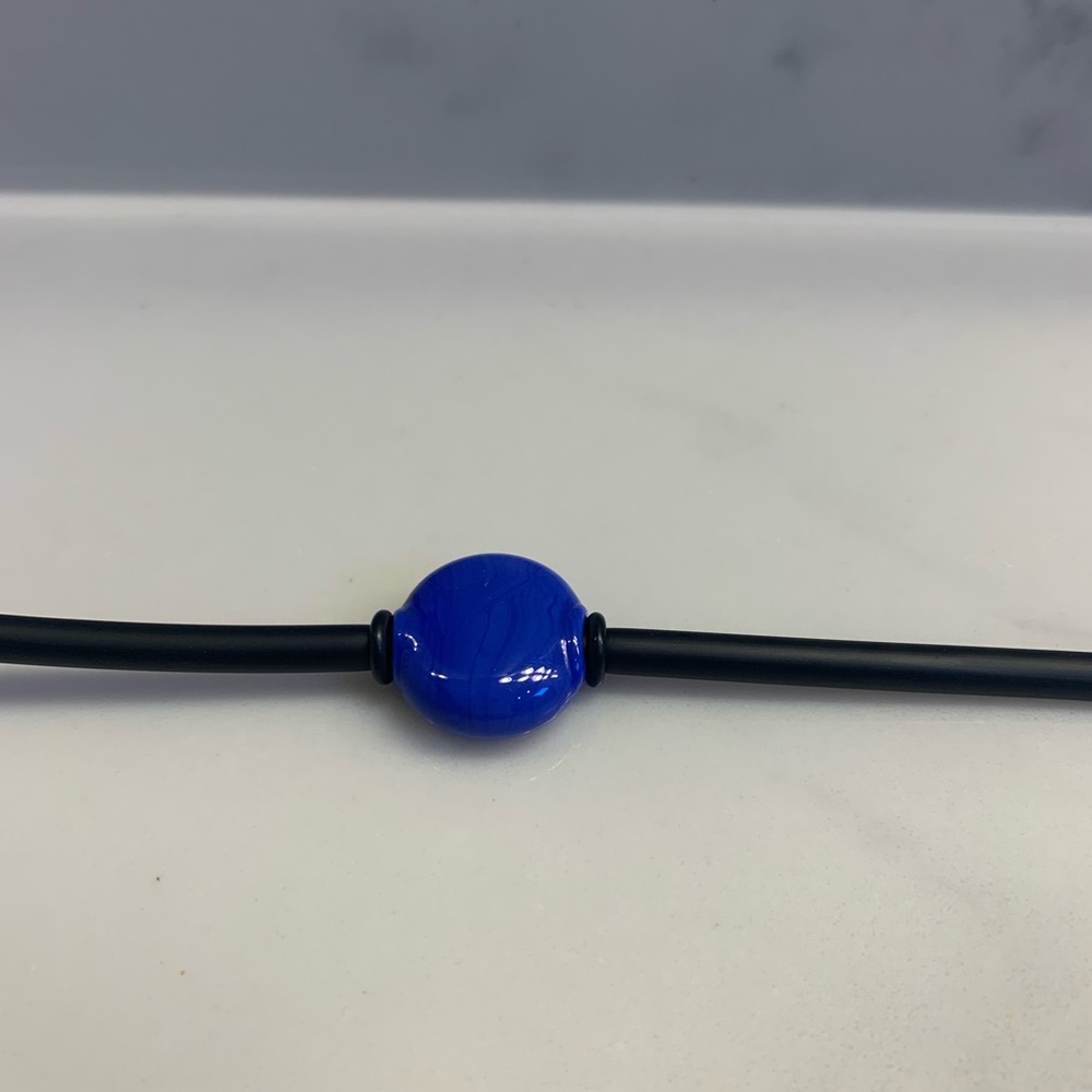SALE Blue Stone Italian Blown Glass Bracelet from Venice Italy OS